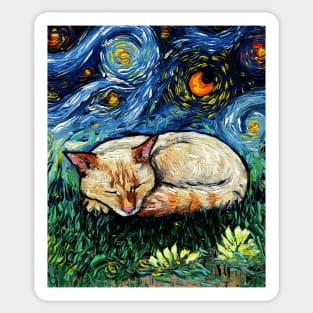 Sleepy Flame Point Siamese Night Sticker